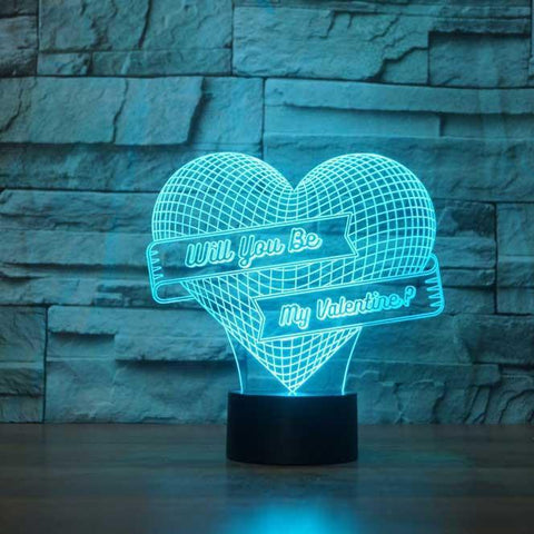 Image of Will You Be My Valentine 3D Illusion Lamp - 3D Led Lamps - SlickLamps.com